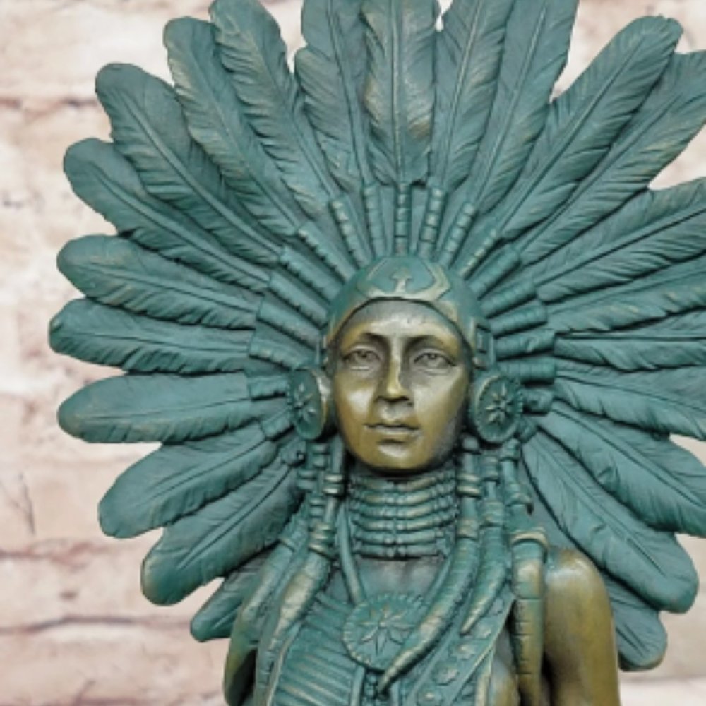 Indian Woman Warrior Bronze Sculpture/ Original-RealBronze-Signed